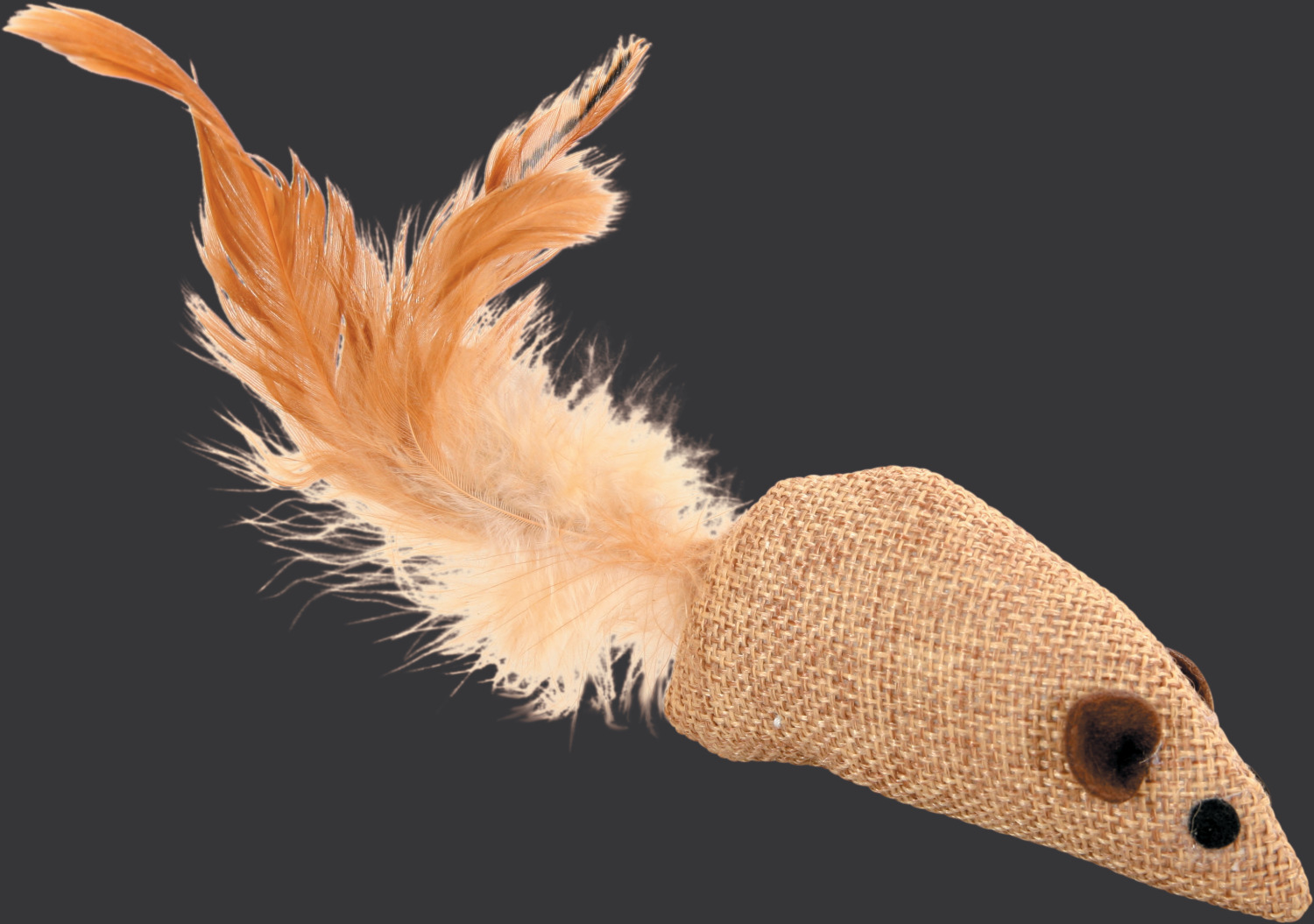 Jouet chat souris canvas avec plume L 9 x p 2 x h 4 cm